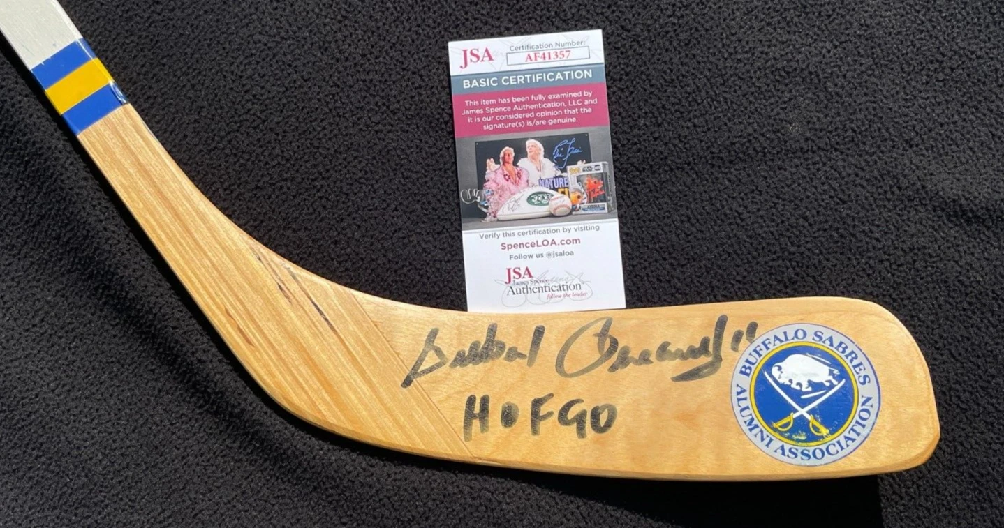 Gilbert Perreault Signed & Inscribed Buffalo Sabres Hall Of Fame Stick JSA COA
