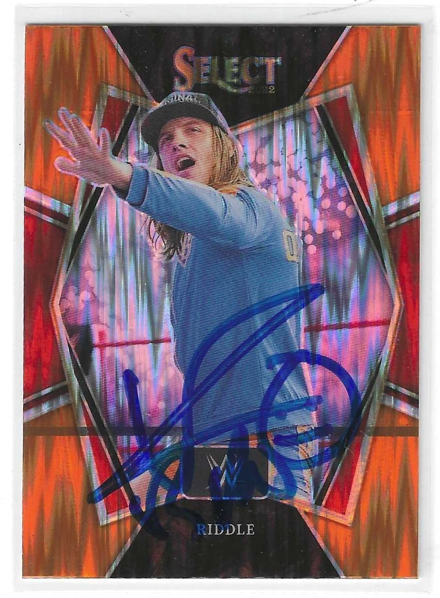 Matt Riddle Signed 2022 Panini Select WWE Premier Orange Flash Prizm Card #120
