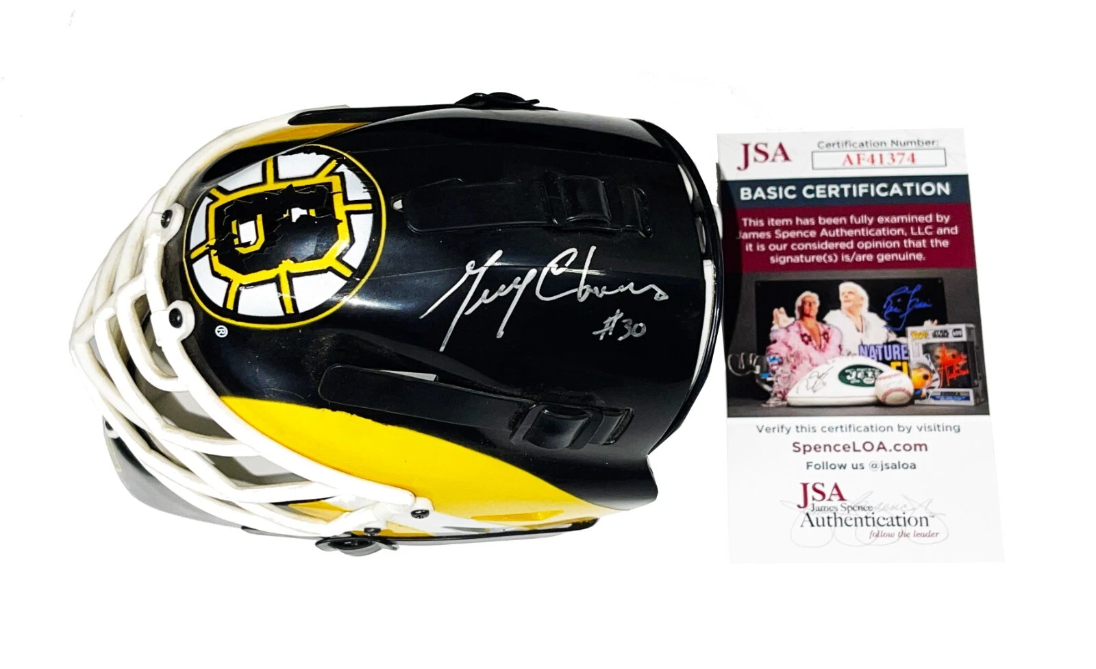 Gerry Cheevers Signed Boston Bruins Mini Goalie Mask JSA COA
