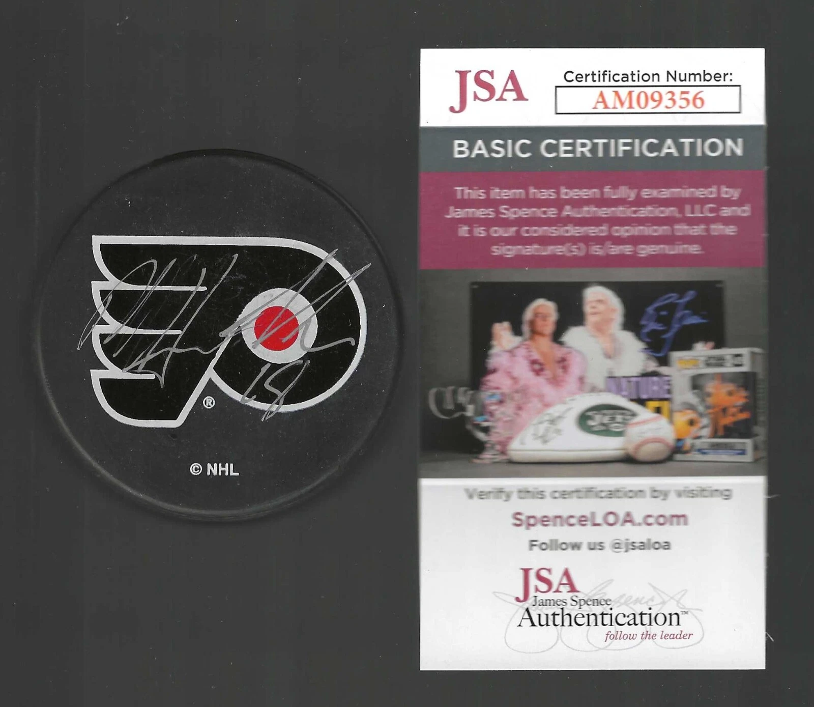 Dale Hawerchuk Signed Philadelphia Flyers Ravens Athletic Puck JSA COA
