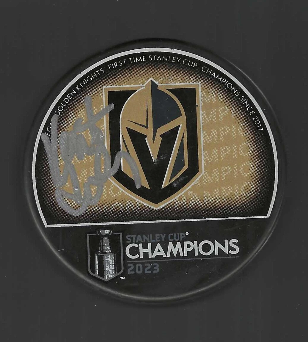 Kent Hawley Signed Vegas Golden Knights 2023 Stanley Cup Champions Puck
