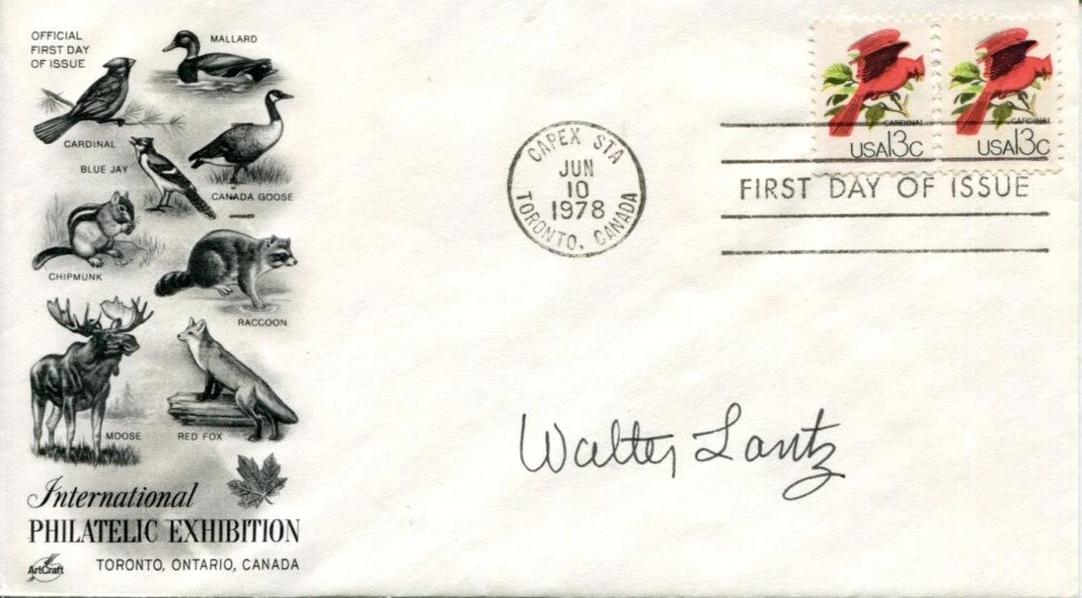 Walter Lantz Woody Woodpecker Cartoonist Animator Rare Signed Autograph FDC
