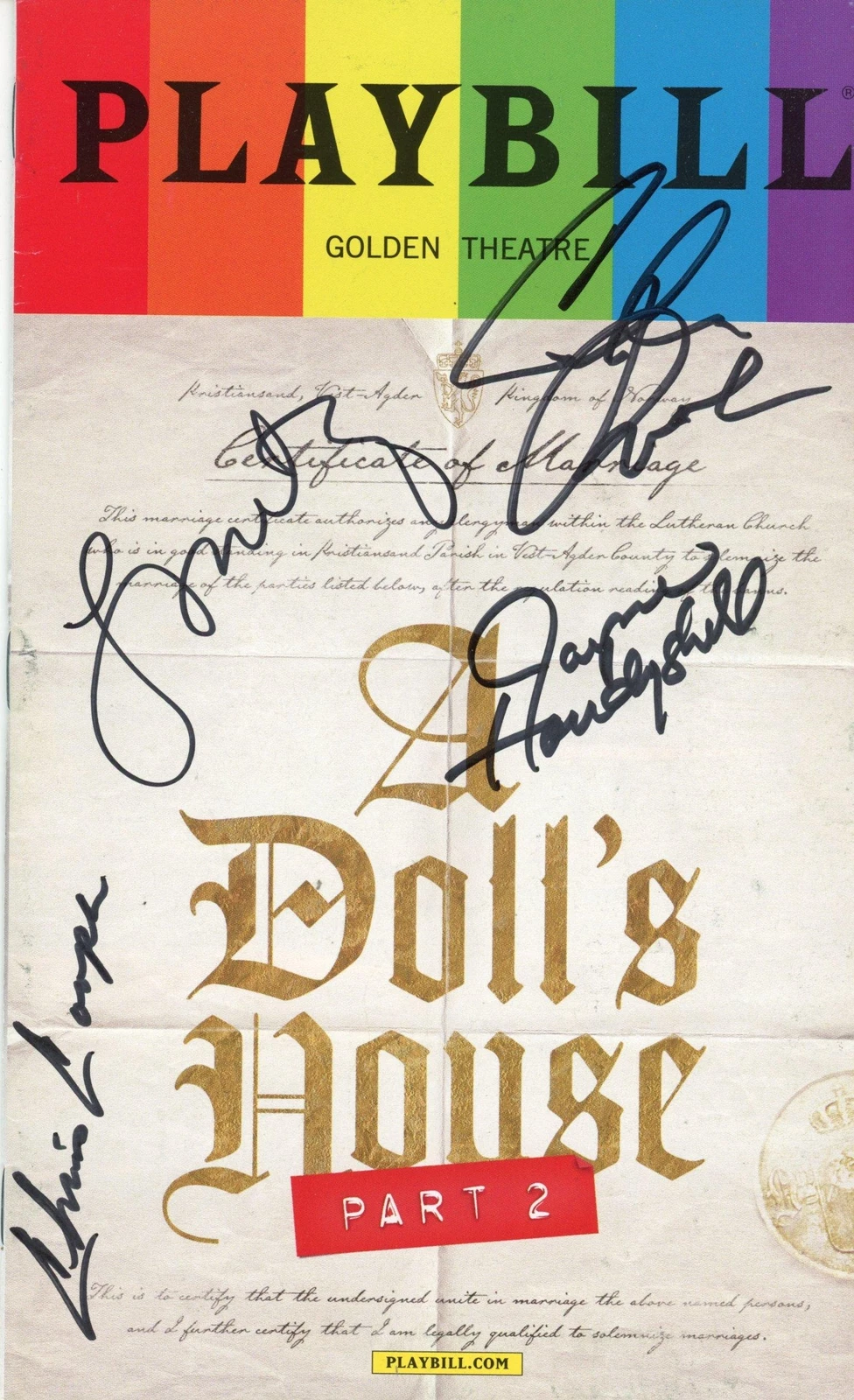 “A DOLL’S HOUSE” CAST AUTOGRAPHS SIGNED BROADWAY PLAYBILL – CHRIS COOPER +3 ACOA COLLECTIBLE MEMORABILIA