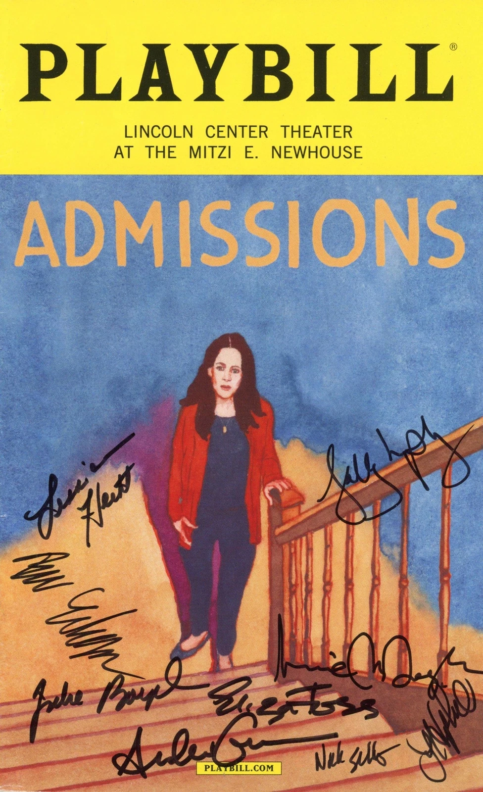 “ADMISSIONS” CAST AUTOGRAPHS SIGNED BROADWAY PLAYBILL – JESSICA HECHT +8 ACOA COLLECTIBLE MEMORABILIA