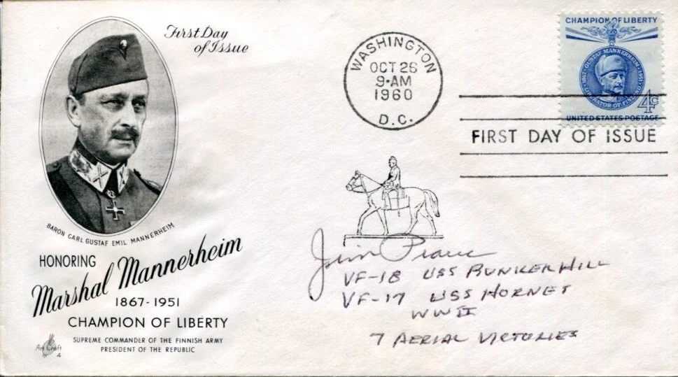 James L. Pearce Navy WWII War Fighter Pilot Ace Test Pilot Signed Autograph FDC
