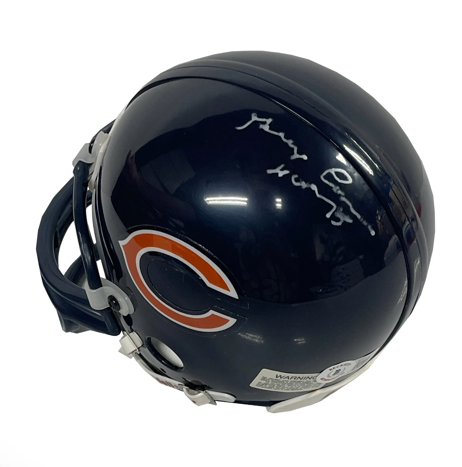 George Connor Signed & Inscribed Chicago Bears Mini Helmet Beckett COA
