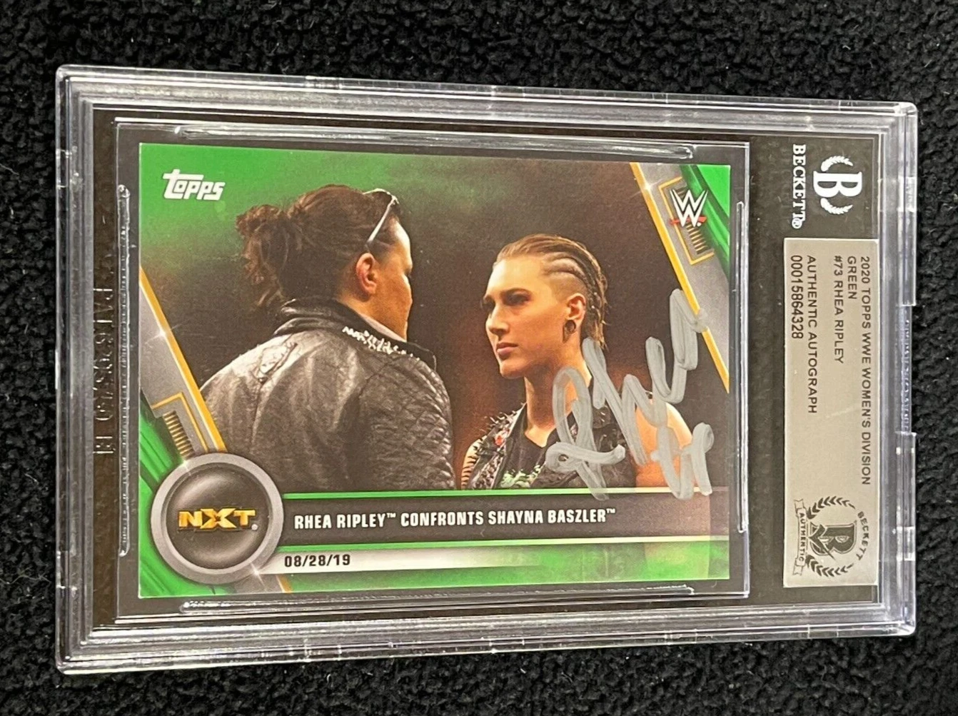 Rhea Ripley Signed 2020 Topps WWE NXT Green Rookie Card #73 Beckett Certified

