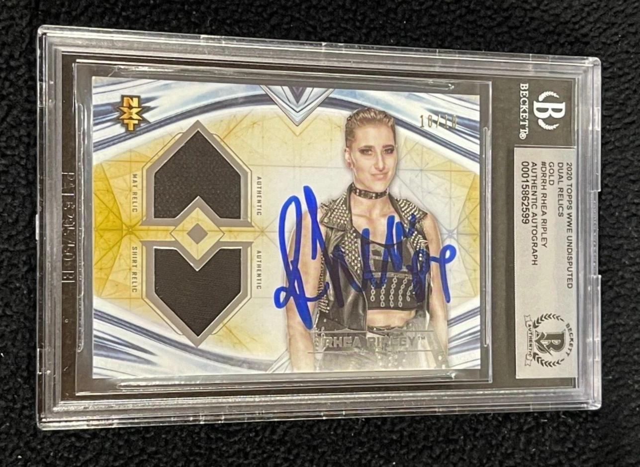 Rhea Ripley Signed 2020 Topps WWE Undisputed Relics Gold Rookie Card 10/10 BAS
