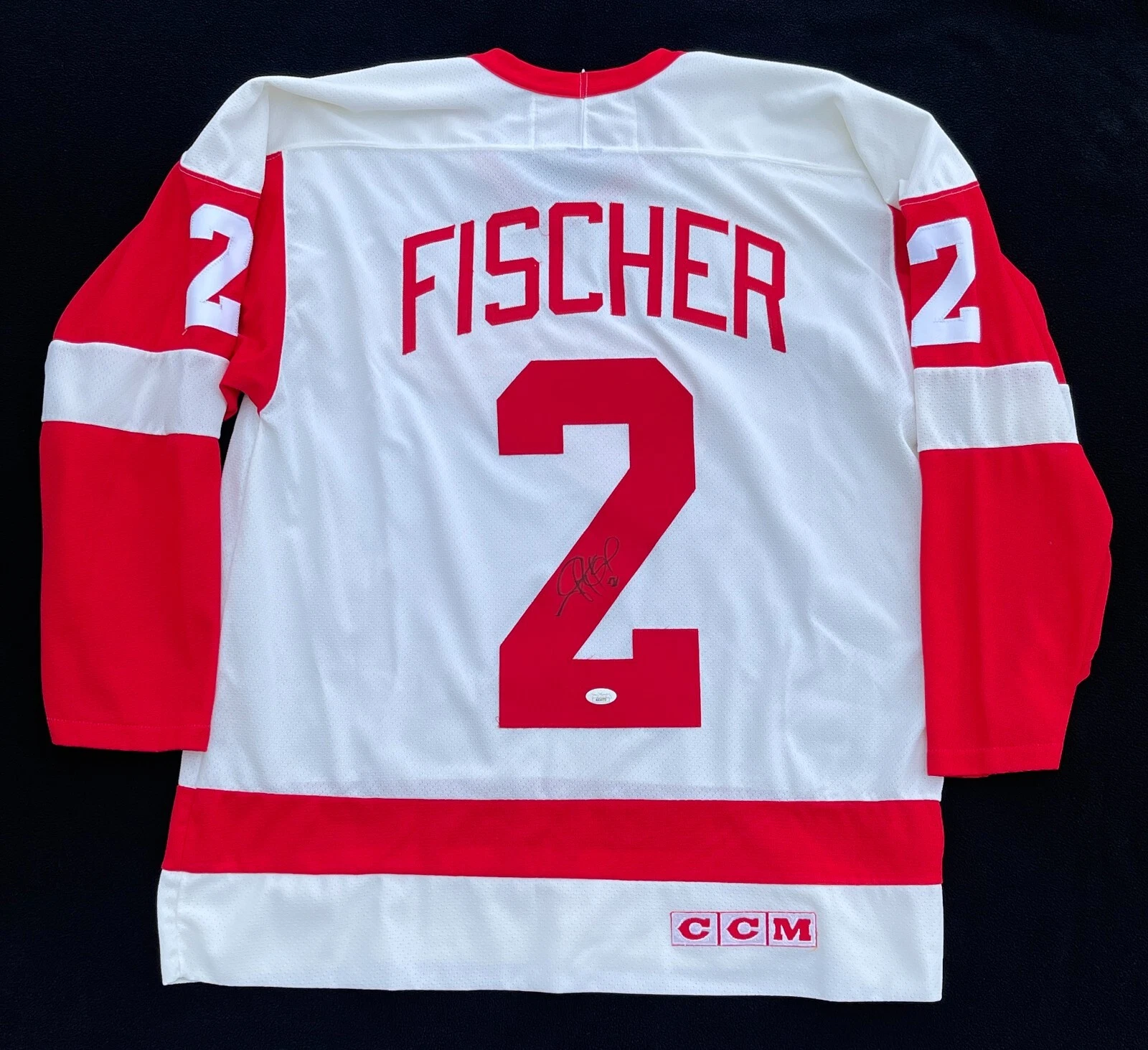 Jiri Fischer Signed Detroit Red Wings 2002 Stanley Cup CCM Jersey JSA COA
