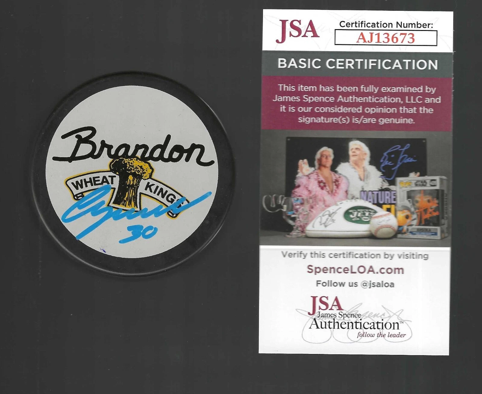 Chris Osgood Signed Brandon Wheat Kings Official Game Puck Red Wings JSA
