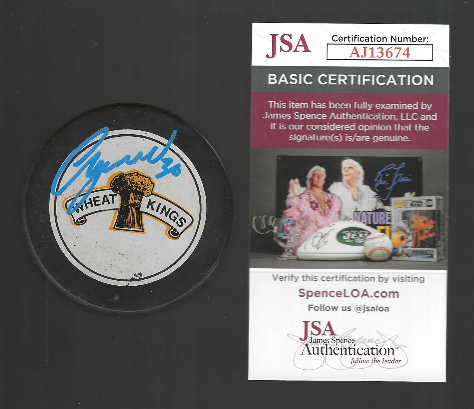 Chris Osgood Signed Brandon Wheat Kings 1991-92 Official Game Puck Red Wings JSA
