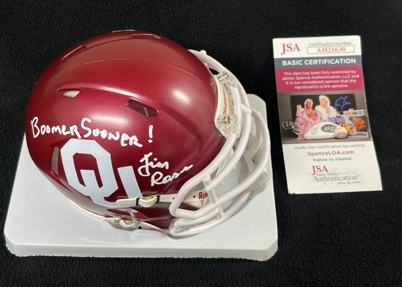 Jim Ross Signed & Inscribed Oklahoma Sooners Mini Helmet WWE WWF WCW AEW JSA COA
