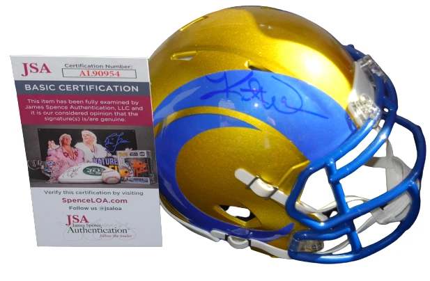 KURT WARNER signed (ST LOUIS RAMS) Flash mini football helmet JSA COA AL90954

