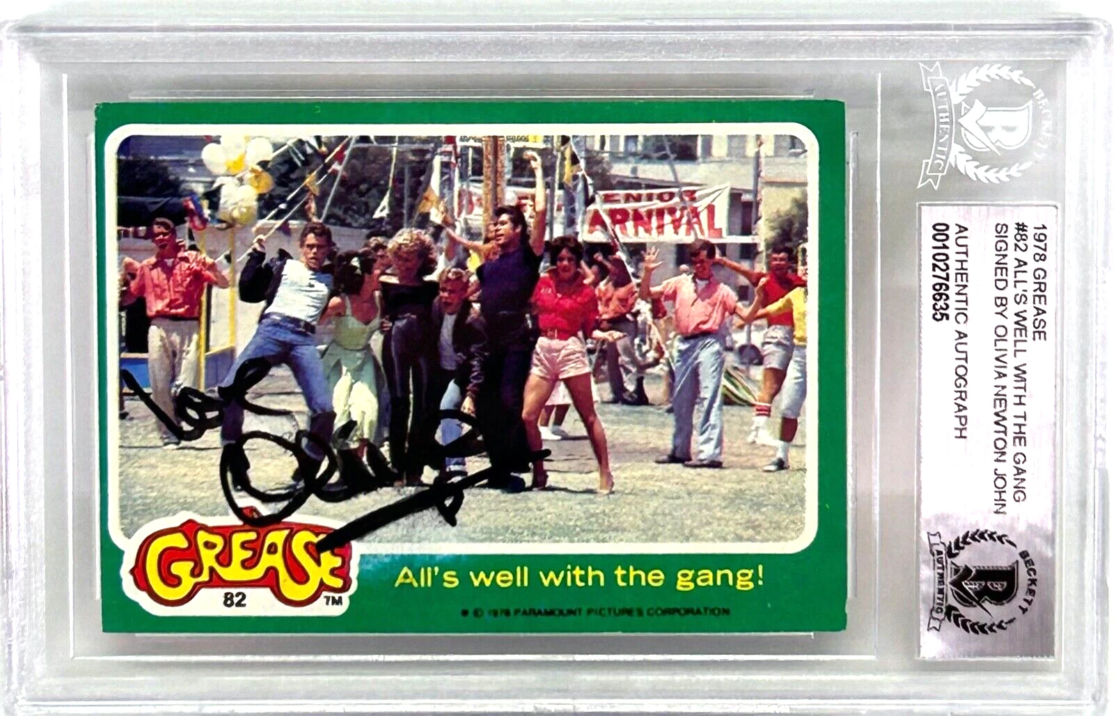 OLIVIA NEWTON JOHN Signed Autograph GREASE Slabbed Trading Card BAS COA

