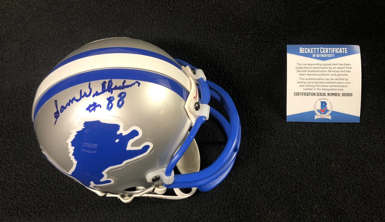 Sam Williams Signed Detroit Lions Mini Helmet Beckett COA
