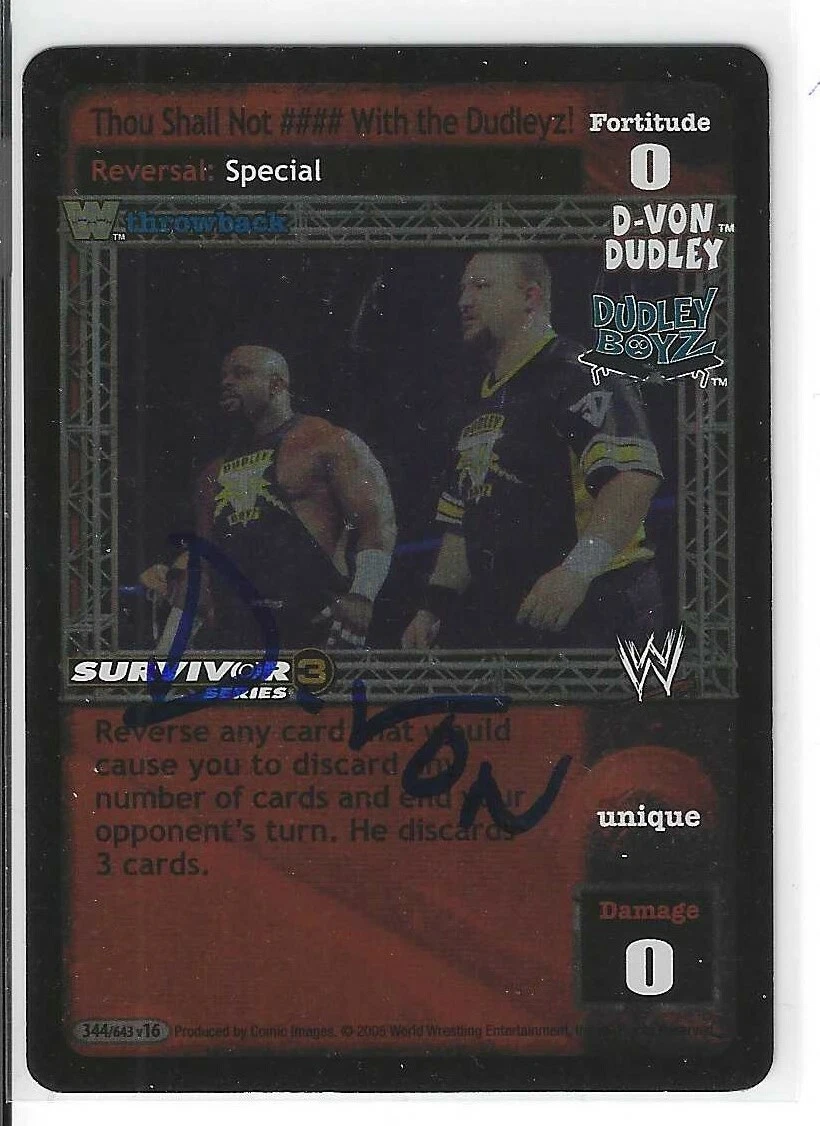D-Von Dudley Signed 2005 WWE Raw Deal Game Card
