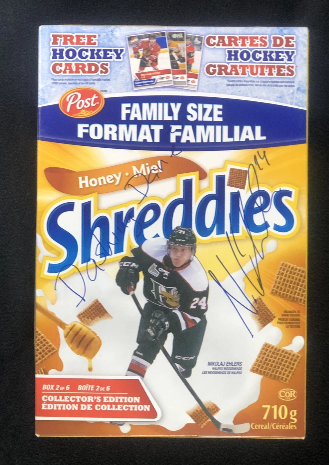 Nikolaj Ehlers Signed Halifax Mooseheads Shreddies Cereal Box Winnipeg Jets
