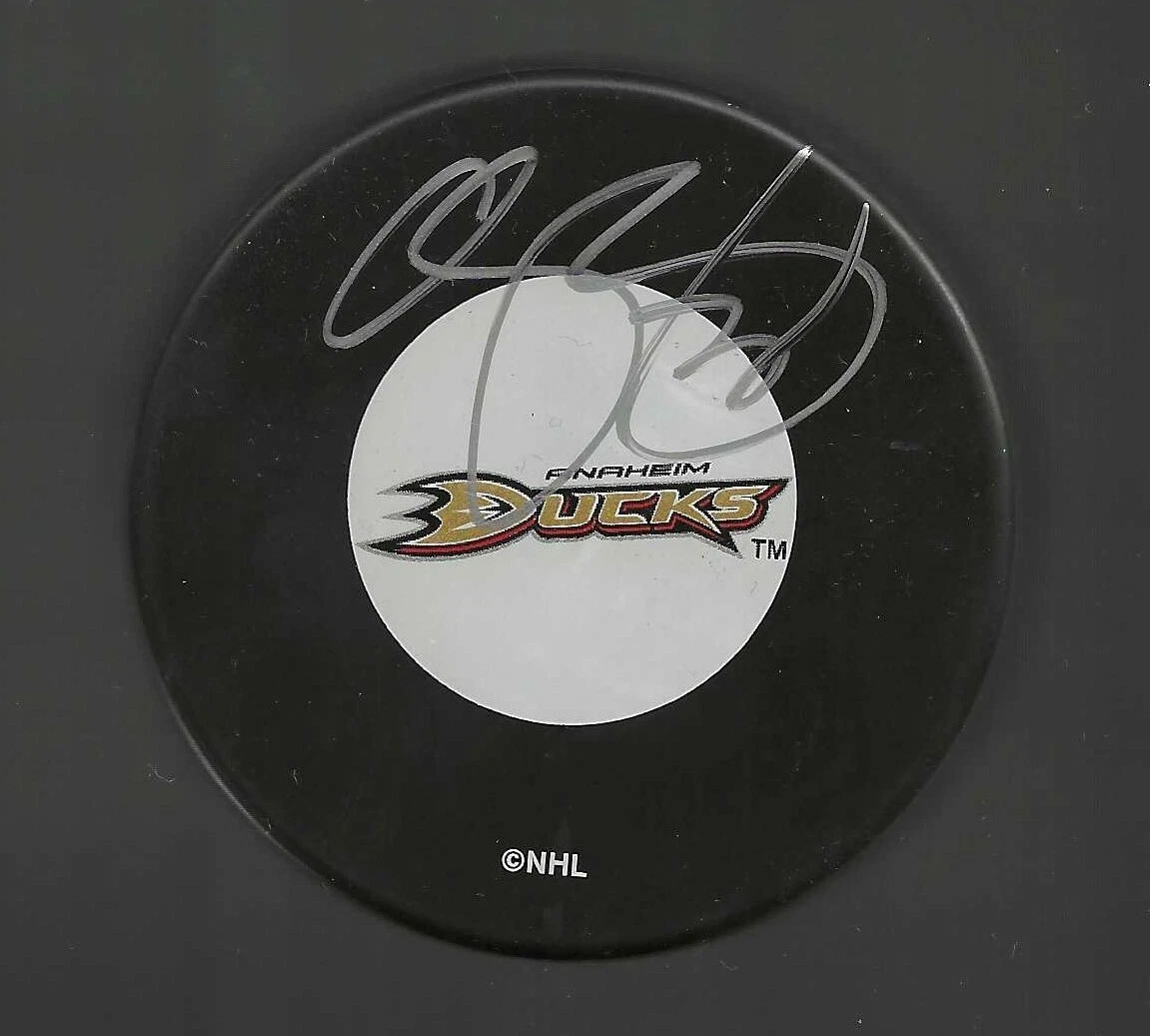 Chris Pronger Signed Anaheim Ducks Puck Signed On Top
