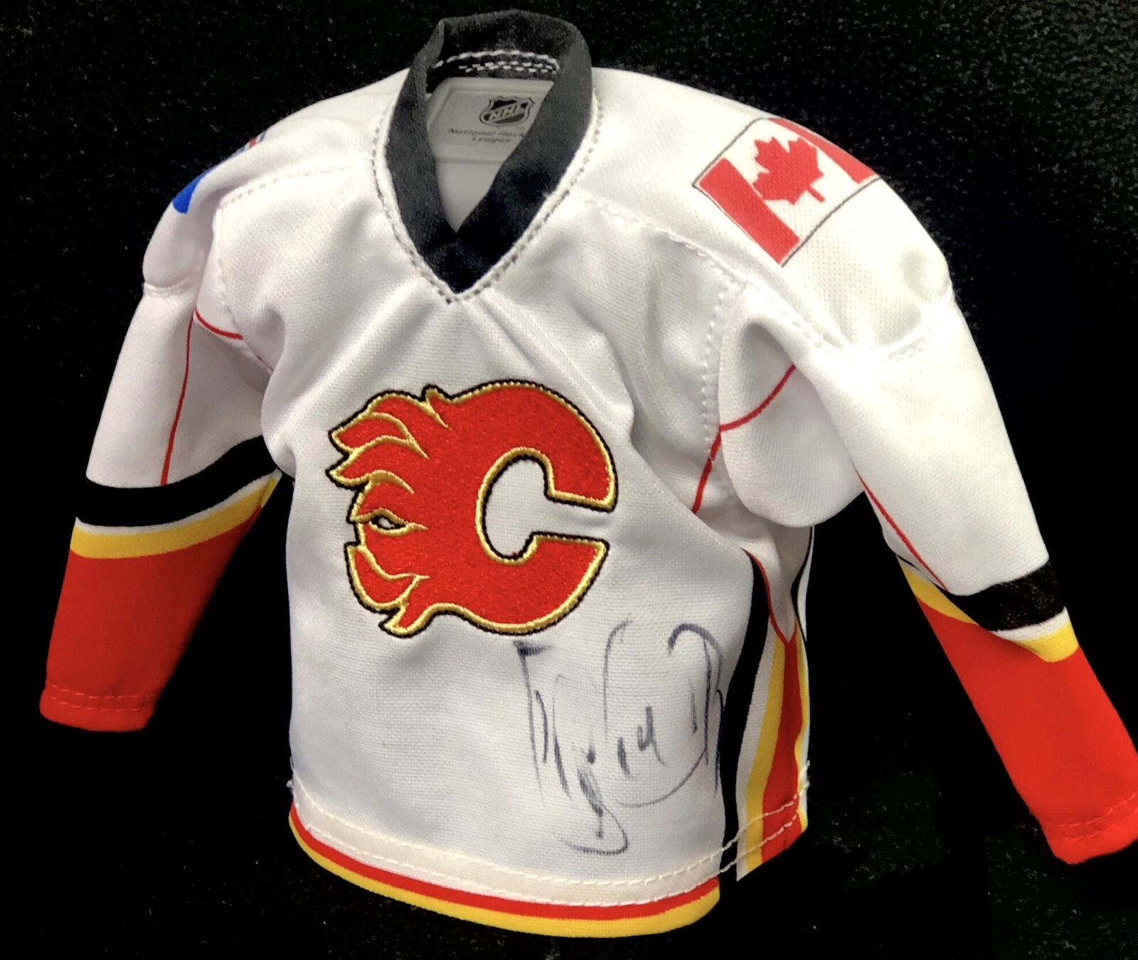 Theo Fleury Signed Calgary Flames Canada Exclusive Mini Jersey Coin Bank
