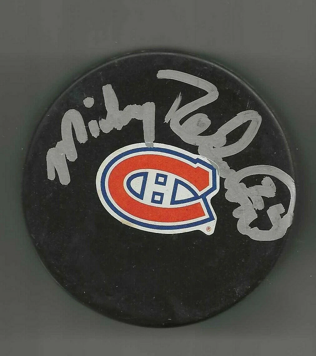 Mickey Redmond Signed Montreal Canadiens Vintage Puck

