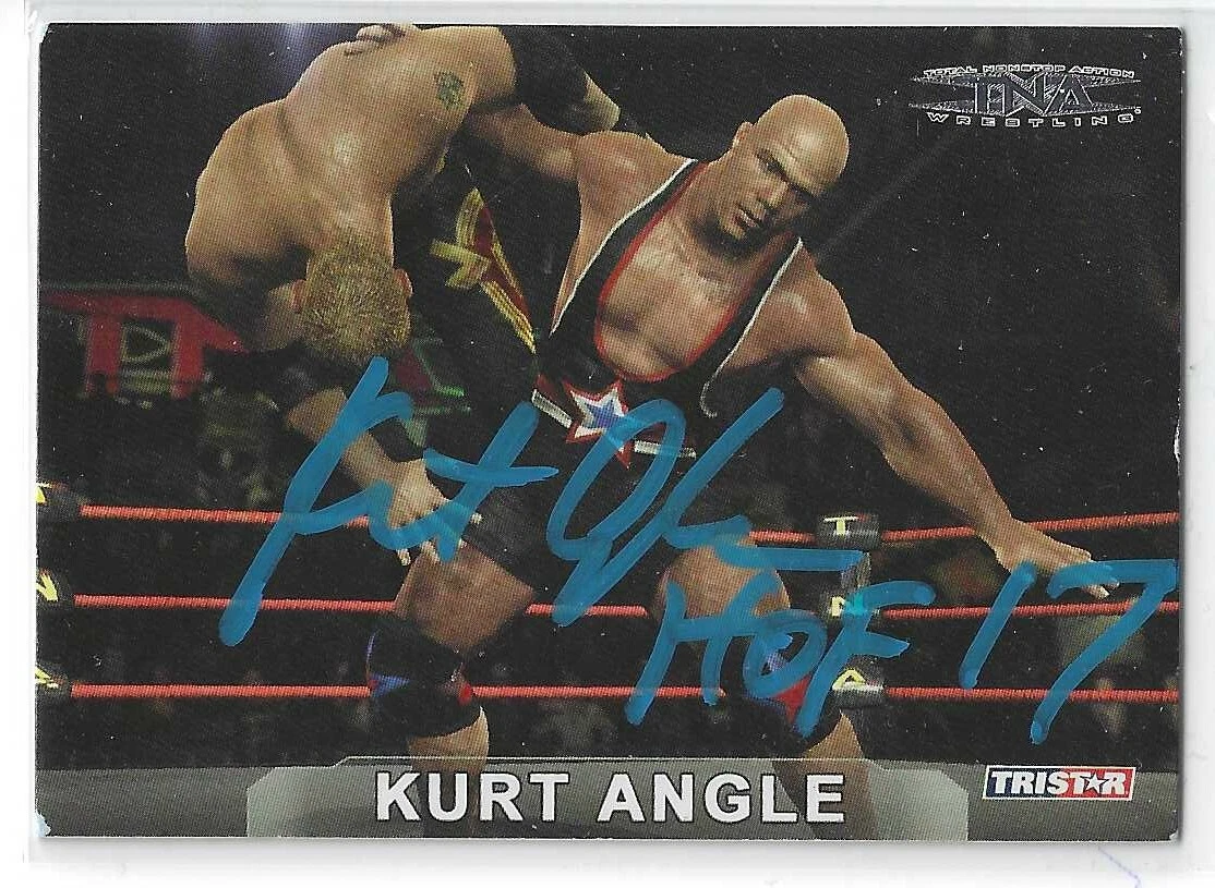 Kurt Angle Signed 2008 TriStar TNA Cross The Line Card #74 WWE
