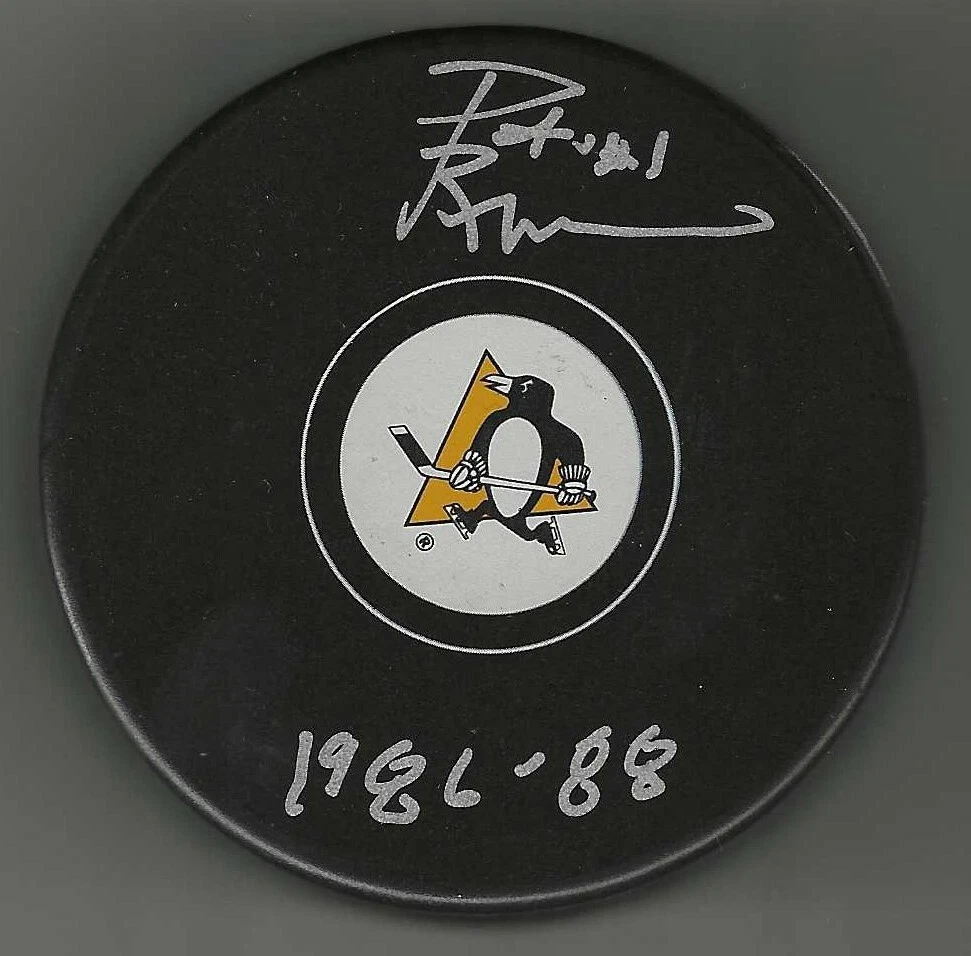 Pat Riggin Signed & Inscribed Pittsburgh Penguins Puck
