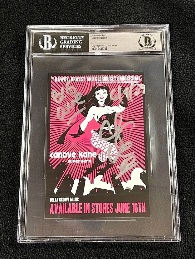 Adult Film Star Candye Kane Signed Superhero Tour Promo Card Beckett Certified
