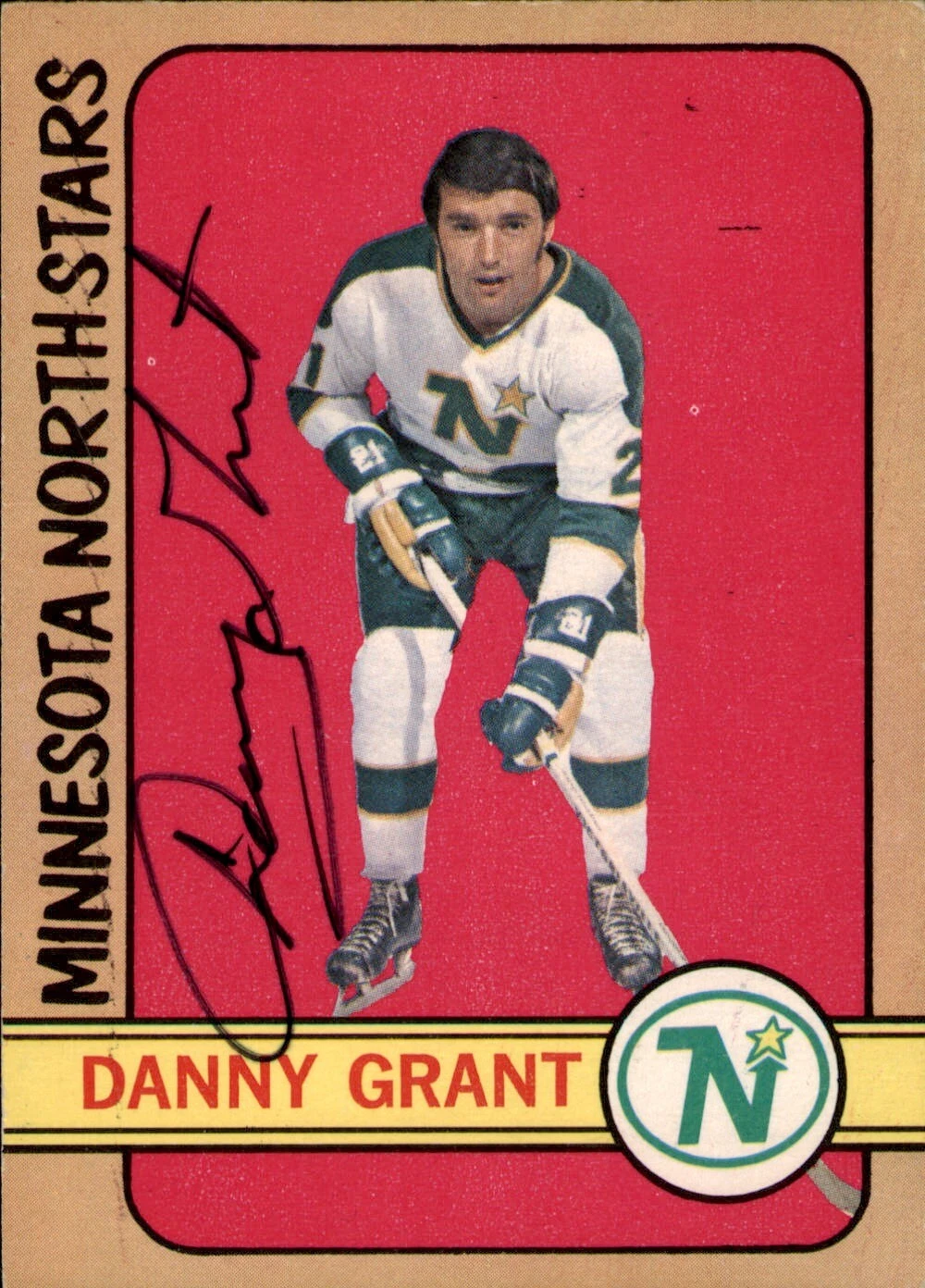 Danny Grant Signed 1972-73 O-Pee-Chee Card #57 Minnesota North Stars
