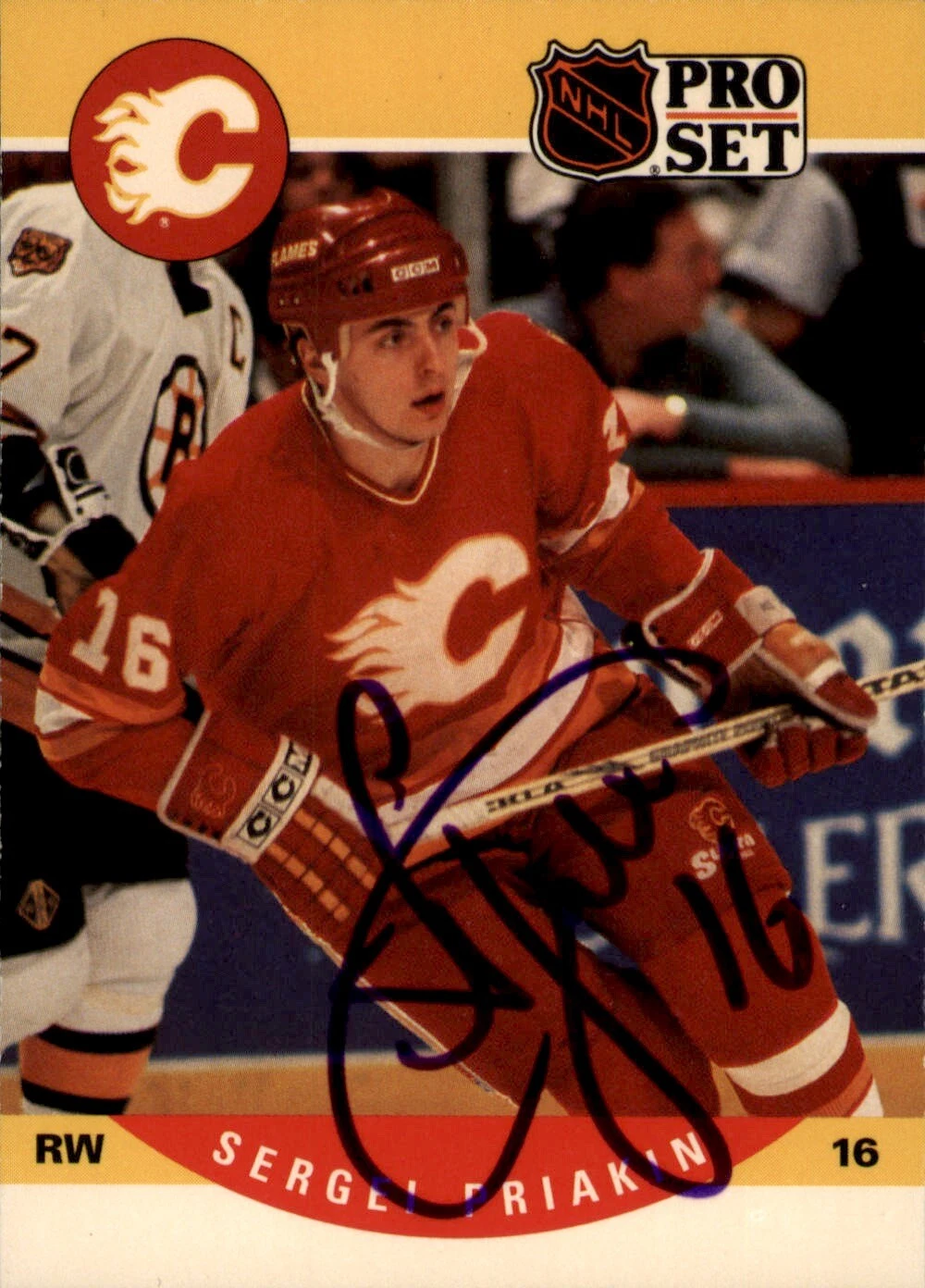 Sergei Priakin Signed 1990-91 Pro Set Rookie Card #594 Calgary Flames Pryakin
