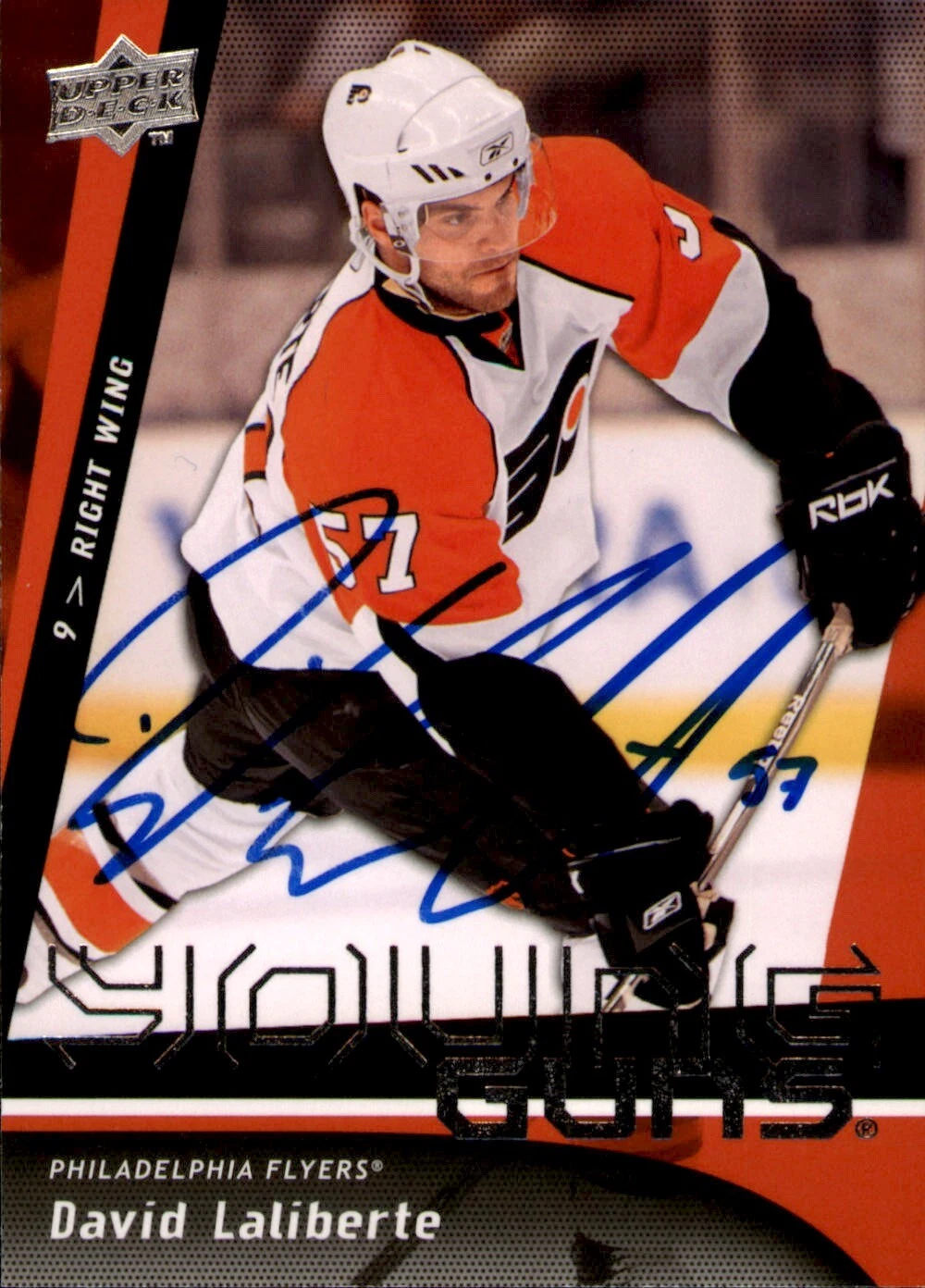 David Laliberte Signed 2009-10 Upper Deck Young Guns Rookie Card #485 Flyers
