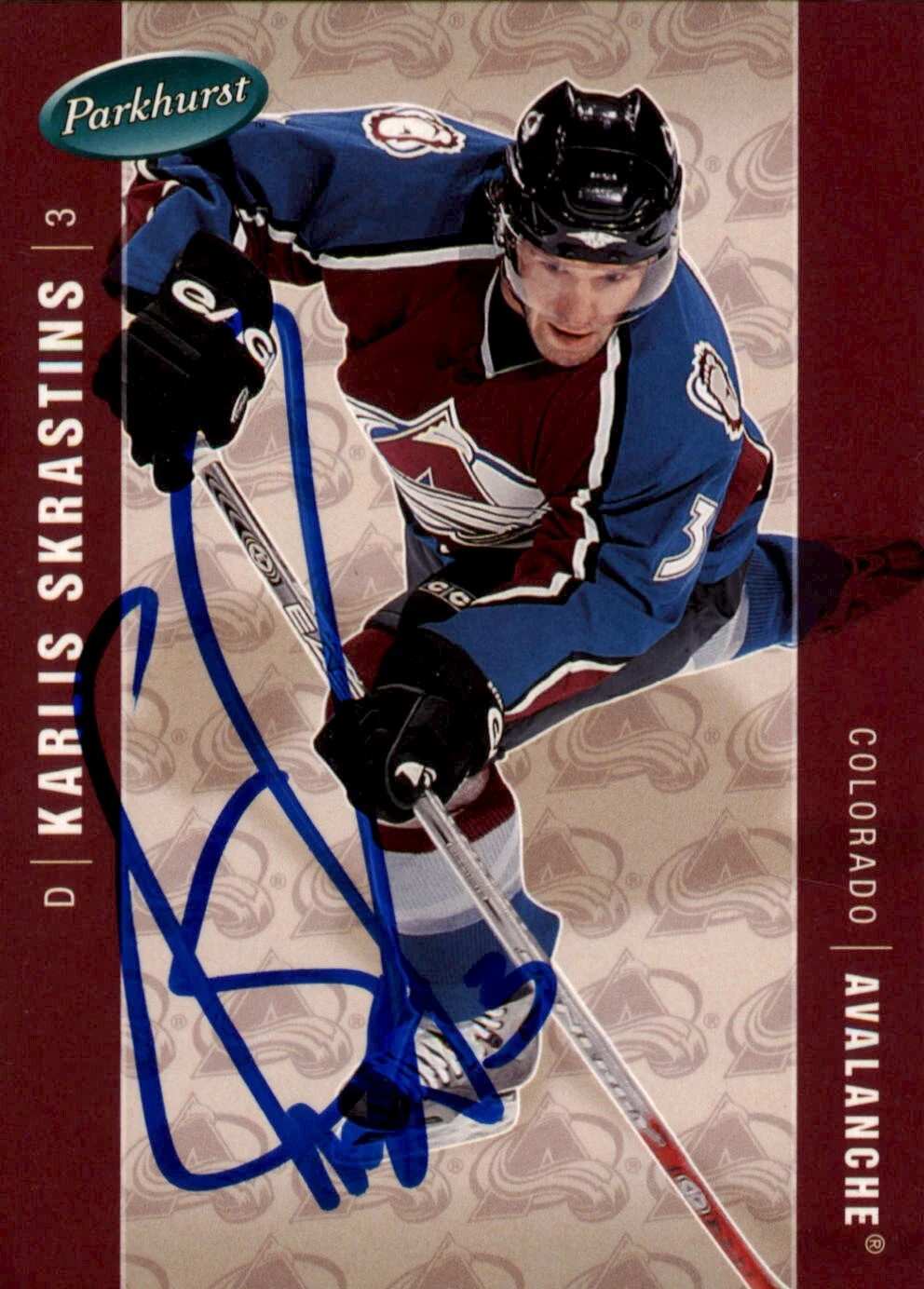 Karlis Skrastins Signed 2005-06 Parkhurst Card #130 Colorado Avalanche

