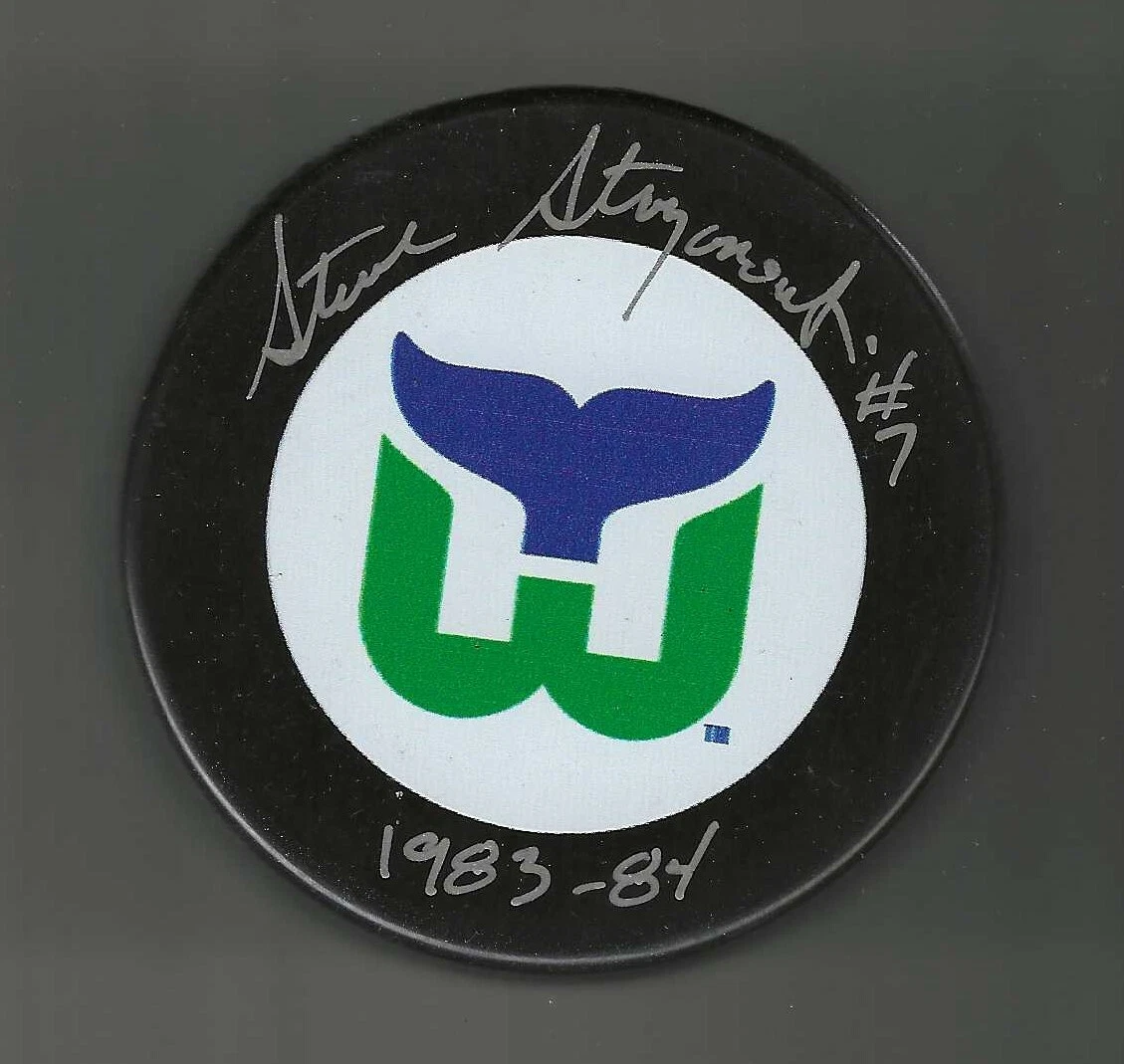 Steve Stoyanovich Signed & Inscribed Hartford Whalers Puck
