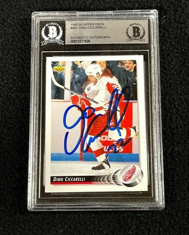 Dino Ciccarelli Signed 1992/93 Upper Deck Card #461 Beckett Certified Red Wings
