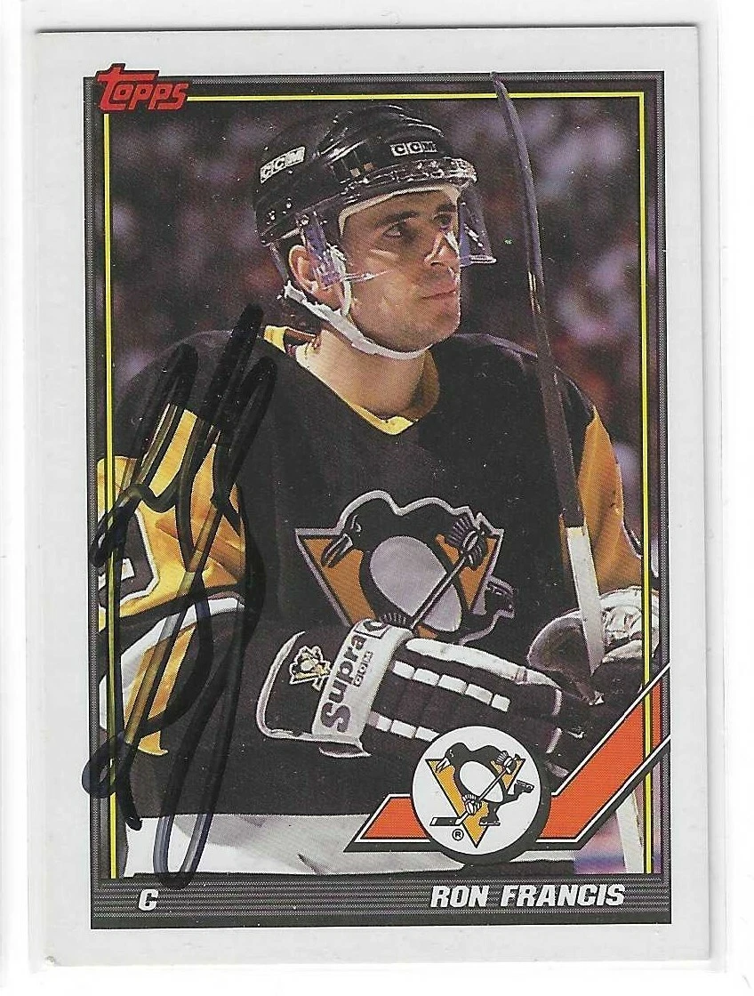 Ron Francis Signed 1991/92 Topps Card #130 Pittsburgh Penguins Seattle Kraken
