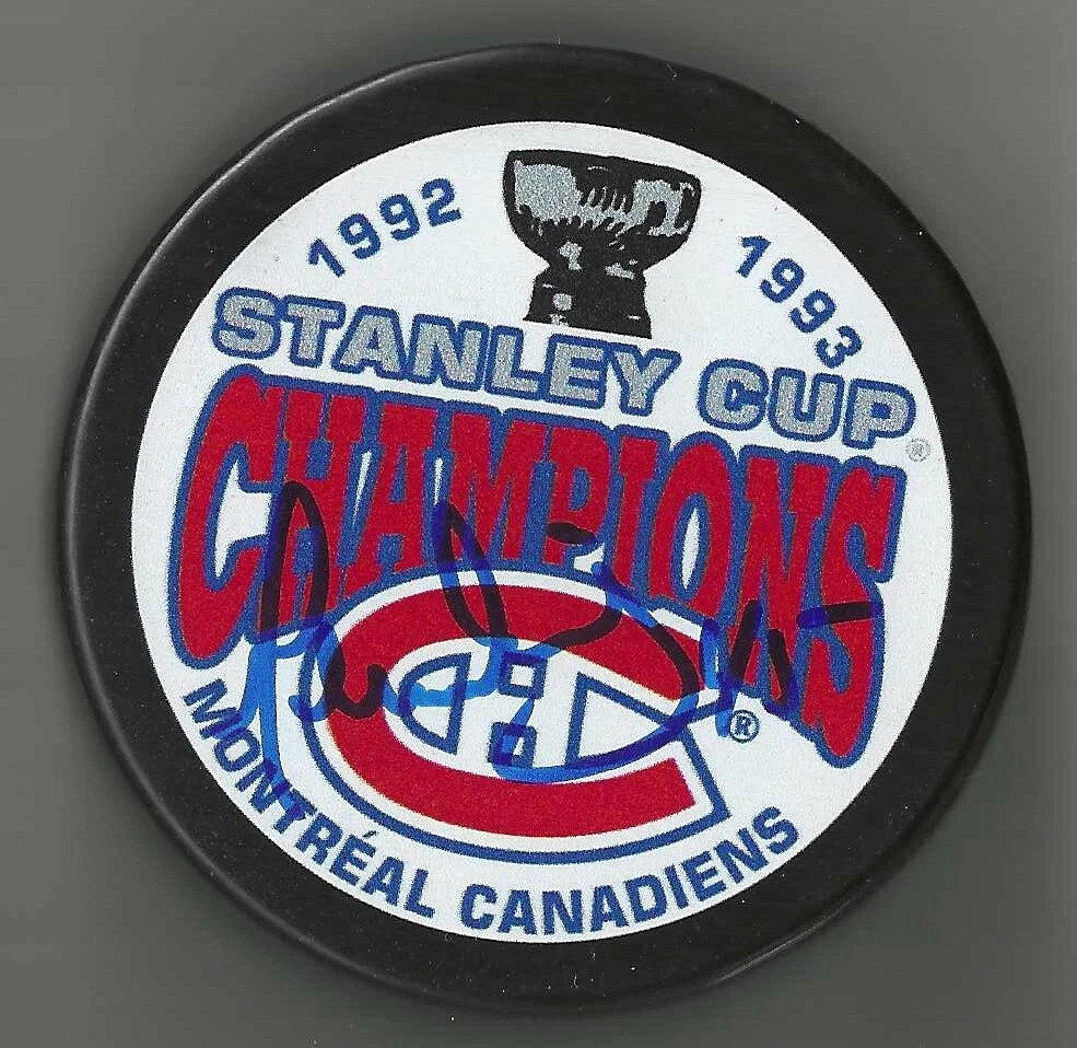 Gilbert Dionne Signed Montreal Canadiens 1993 Stanley Cup Champions Puck

