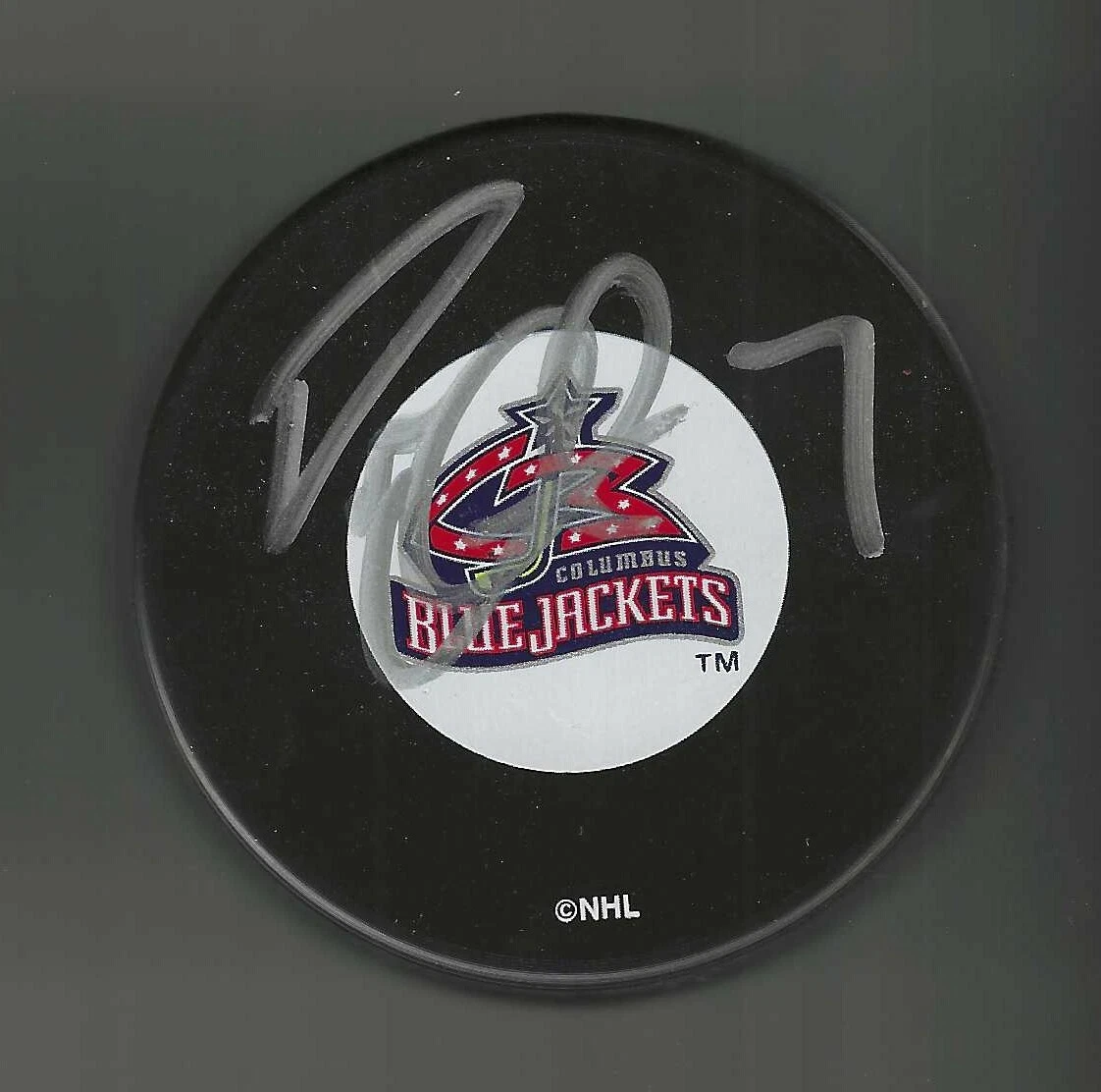 Deron Quint Signed Columbus Blue Jackets Original Logo Puck

