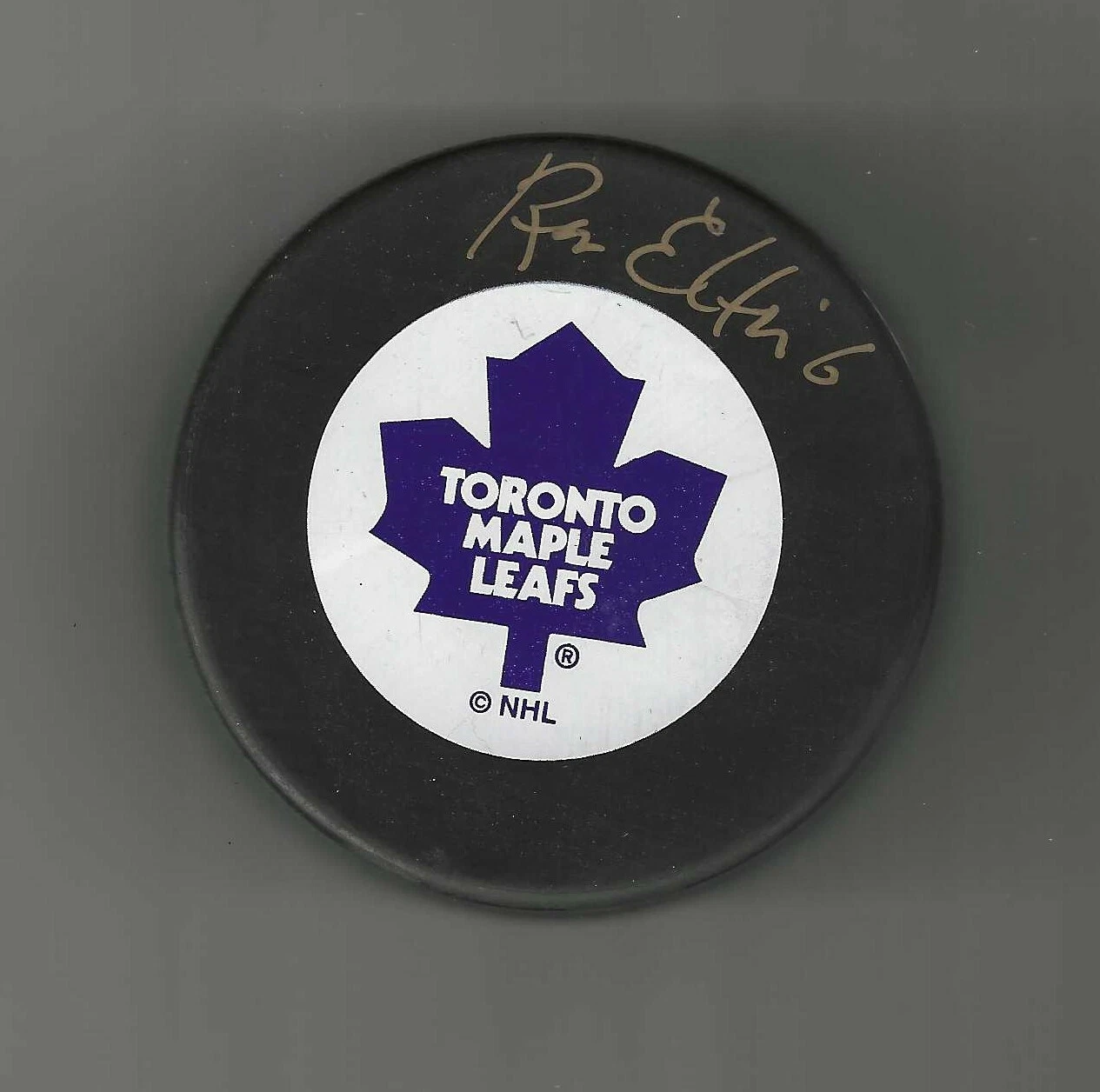 Ron Ellis Signed Toronto Maple Leafs Trench Puck
