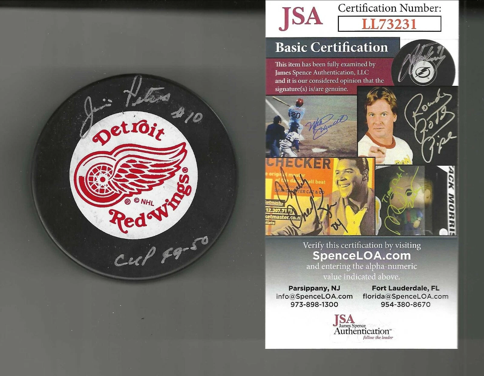 Jim Peters Signed & Inscrbed Detroit Red Wings I Want Stanley Puck JSA COA
