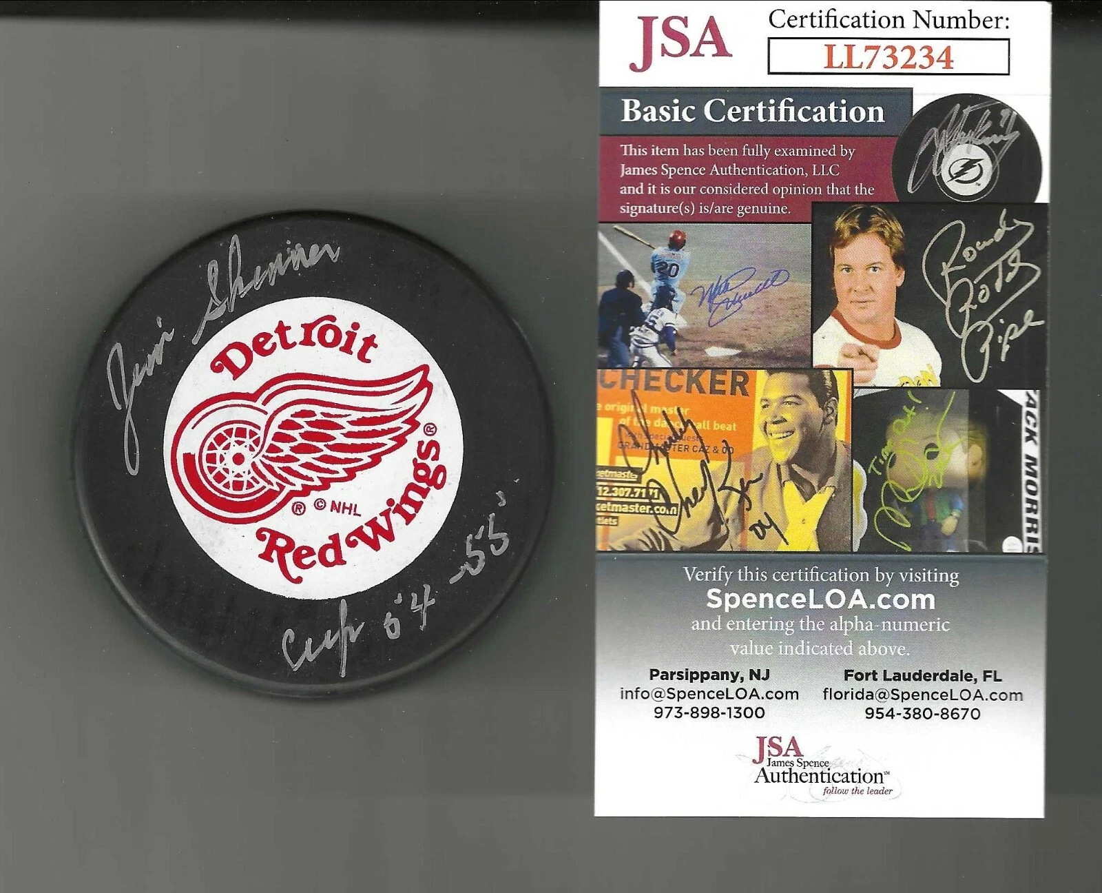 Jim Skinner Signed Inscribed Detroit Red Wings Ravens Athletic Puck JSA COA
