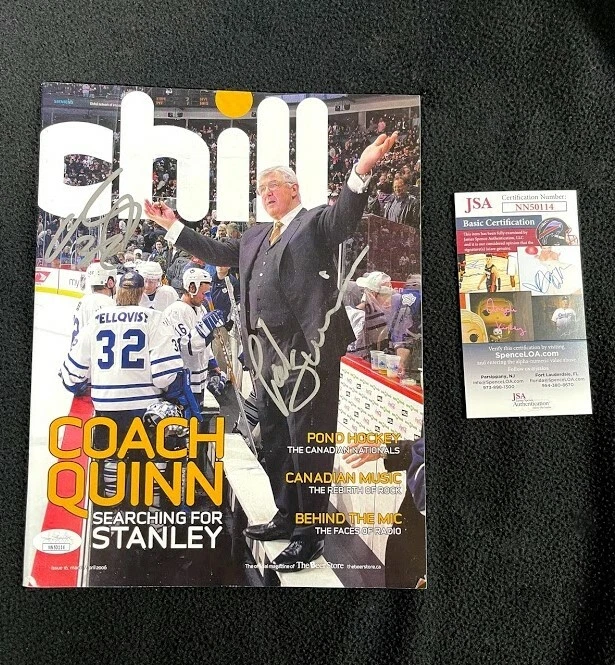 Pat Quinn & Mikael Tellqvist Signed Toronto Maple Leafs Chill Magazine JSA COA
