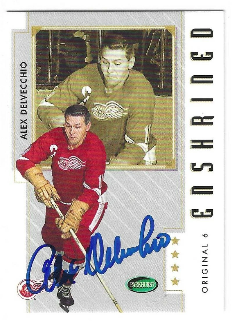 Alex Delvecchio Signed 2003 Parkhurst Original 6 Card #82 Detroit Red Wings
