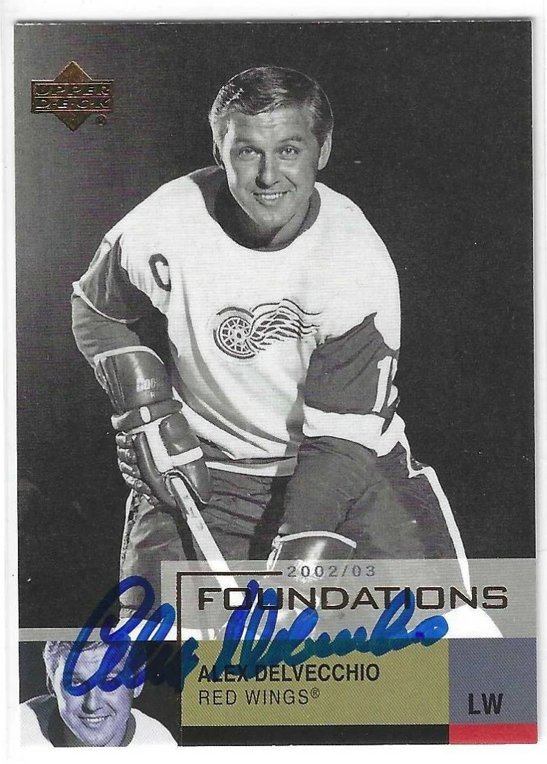 Alex Delvecchio Signed 2002/03 Upper Deck Foundations Card #20 Detroit Red Wings
