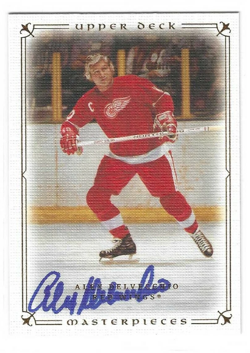 Alex Delvecchio Signed 2008/09 Upper Deck Masterpiece Card #67 Detroit Red Wings
