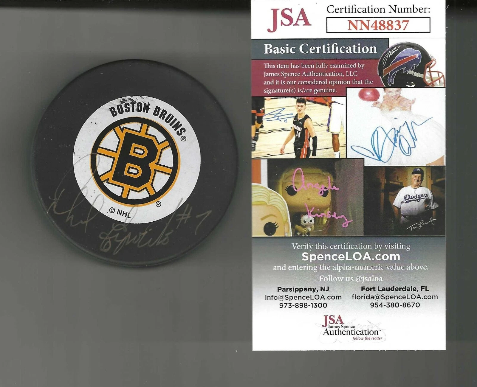 Phil Esposito Signed Boston Bruins Ravens Athletic Puck JSA COA
