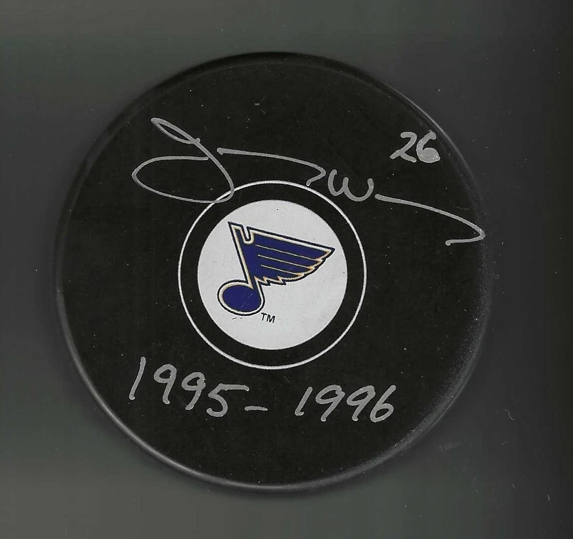 Jay Wells Signed St Louis Blues Puck
