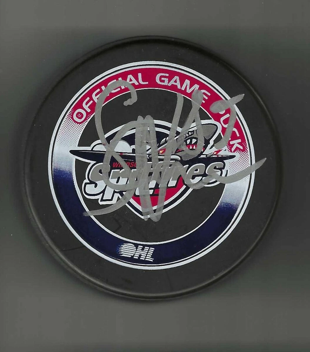 Alexander Khokhlachev Signed Windsor Spitfires Official Game Puck Boston Bruins
