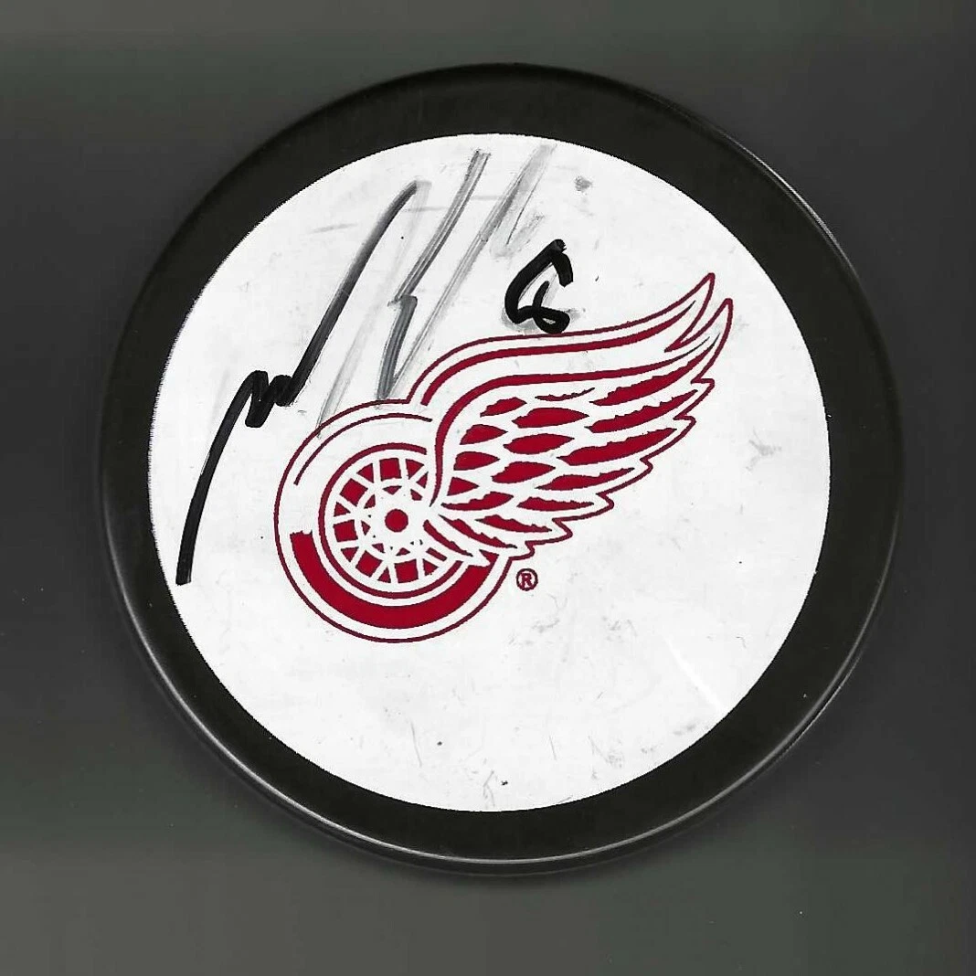 Matt Ellis Signed Detroit Red Wings White Logo Puck
