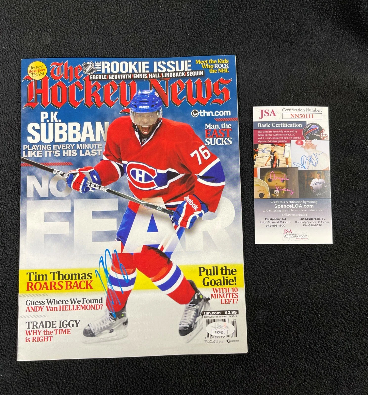 P.K. Subban Signed Montreal Canadiens Hockey News Magazine JSA COA
