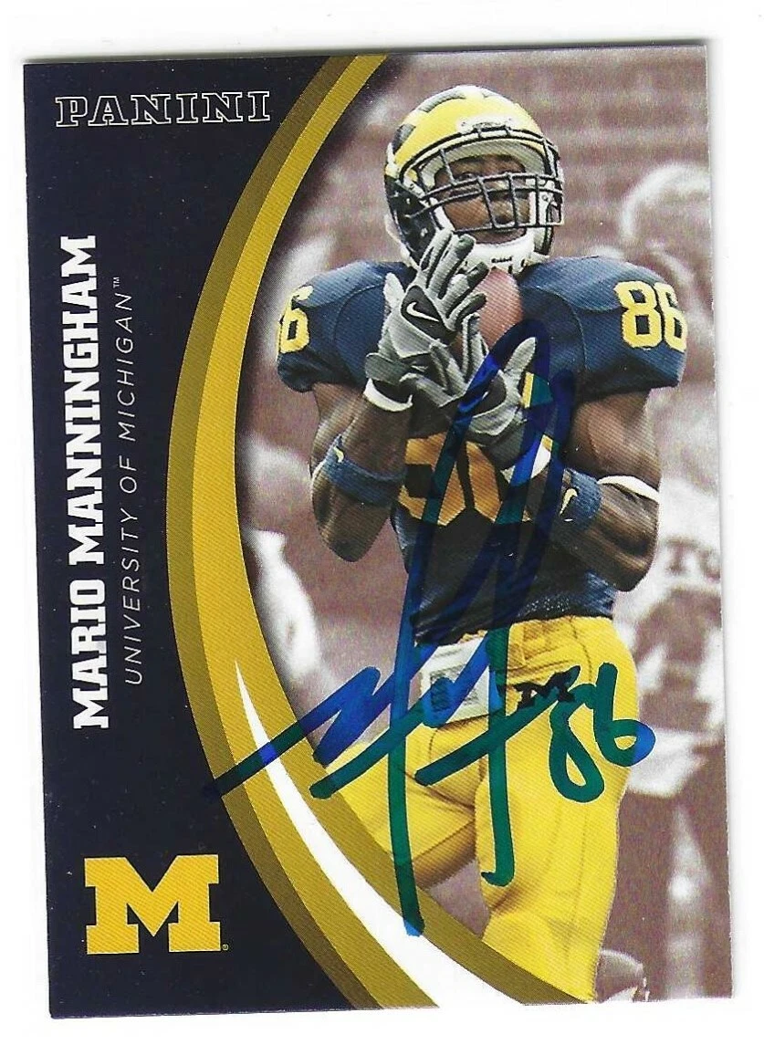 Mario Manningham Signed 2015 Panini Card #26 Michigan Wolverines
