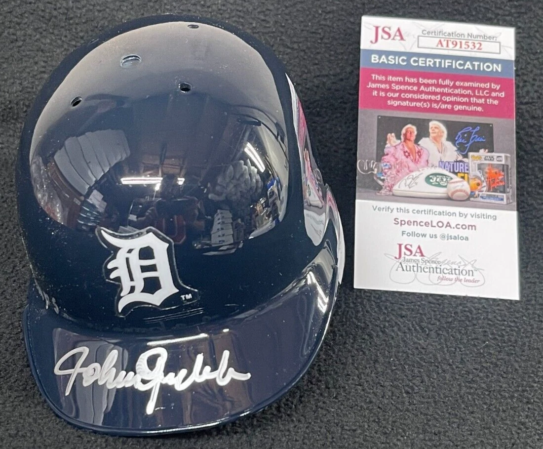Johnny Grubb Signed & Inscribed Detroit Tigers Mini Batting Helmet
